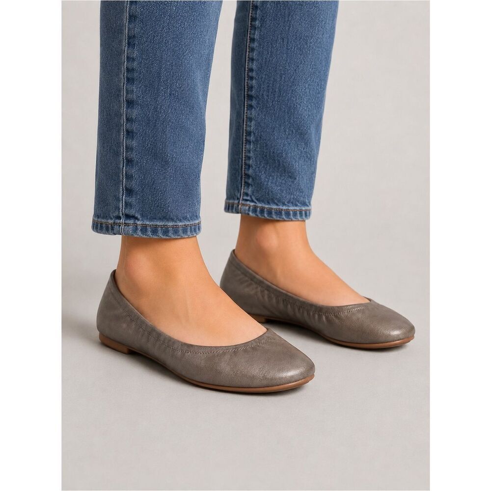 Lucky Brand Metallic Taupe Leather Ballet Flat
